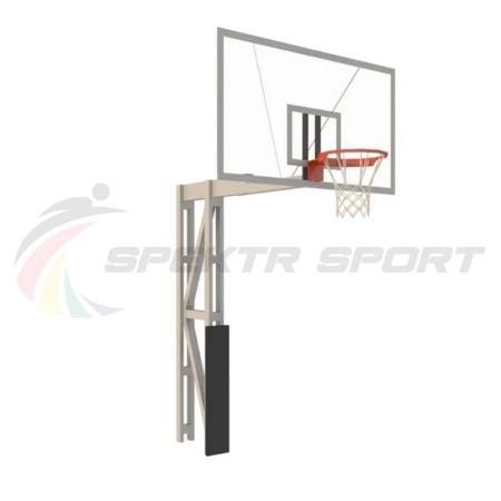 Купить Стойка баскетбольная уличная с защитой, щитом из оргстекла, аморт. кольцом и сеткой, вынос 225 см в Нижнем Тагиле 