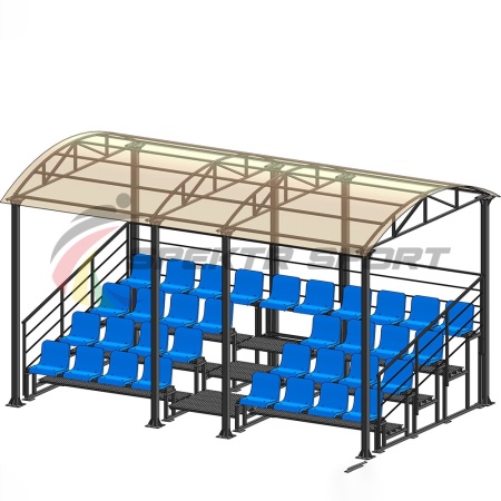 Купить Трибуна для зрителей 4 ряда на 34 места с навесом и перилами в Нижнем Тагиле 